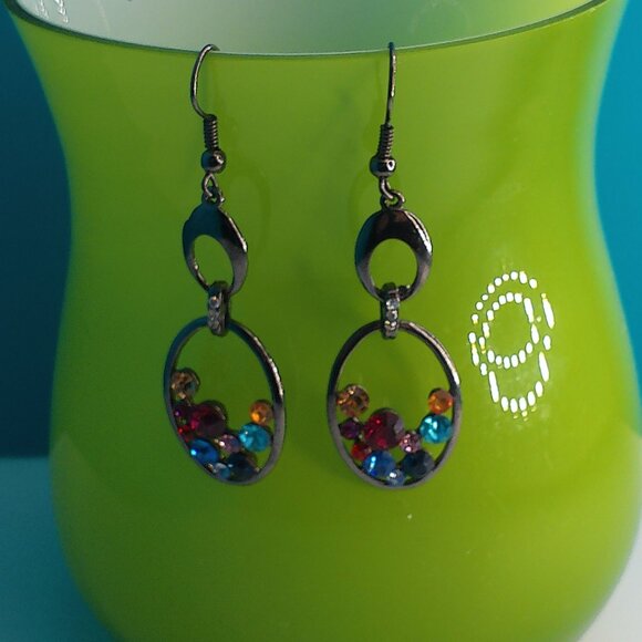 Seven colors rhinestone crystal dangle earrings - Picture 1 of 7